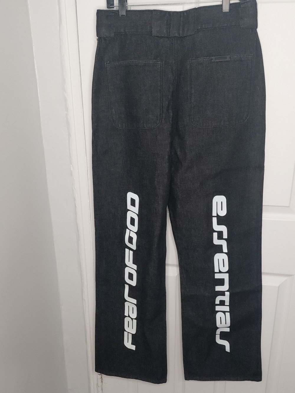 Fear of God Black Denim Pants with White Leg Logos